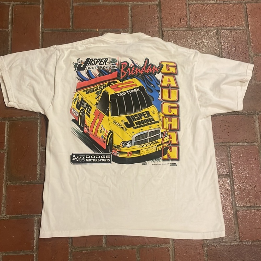 White Graphic T-Shirt with Racing Design - Picture 4 of 5